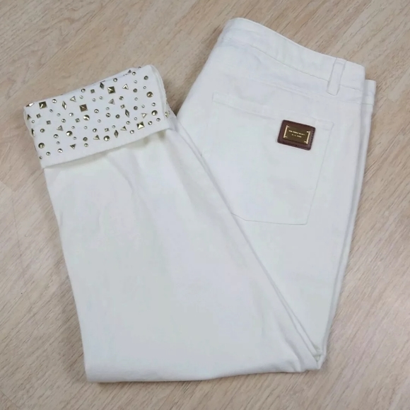 Michael Kors Denim - Michael Kors White Crop Gold Studs Jeans Size 10